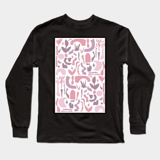 Vintage Aesthetic Minimalist Danish Pastel Abstract Design in Pink Long Sleeve T-Shirt